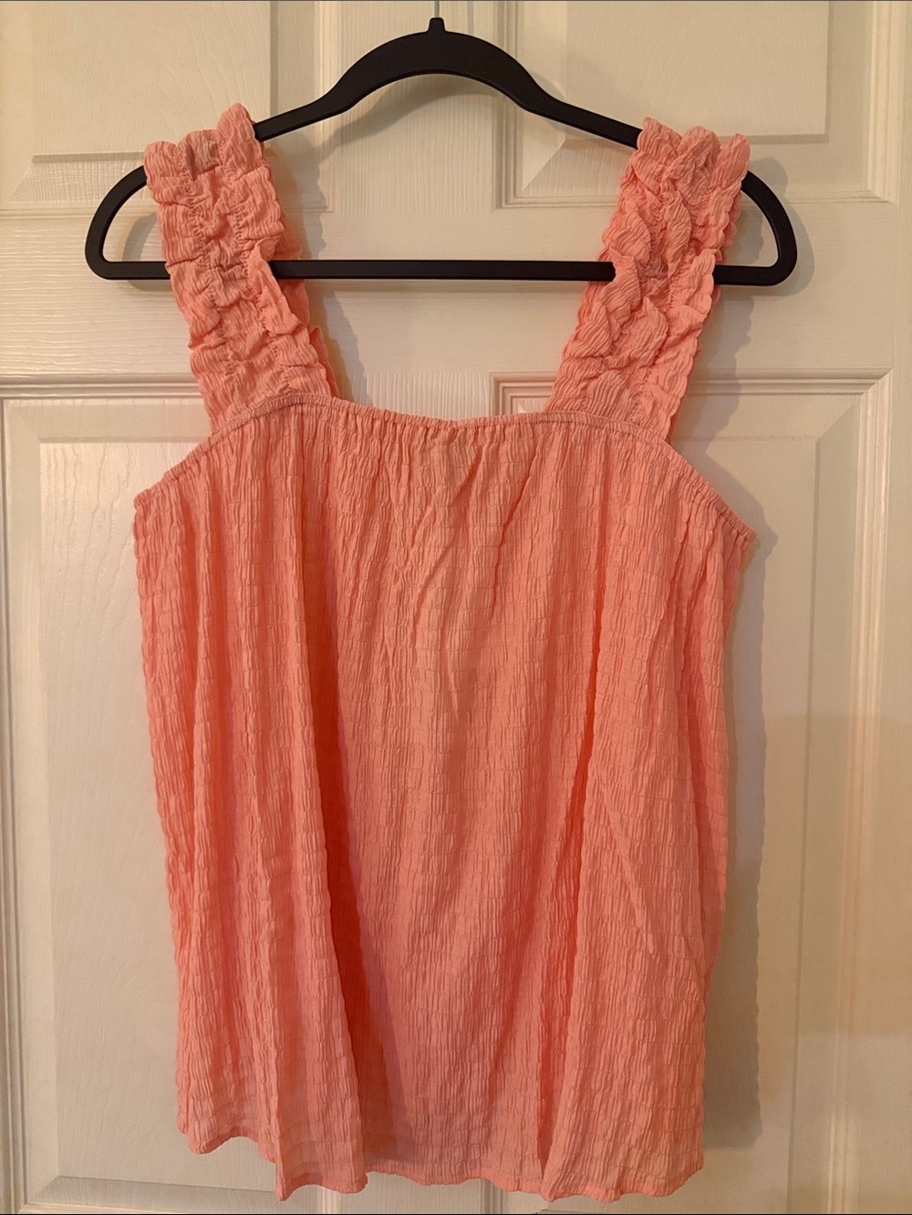 DAVI & DANI Peachy Pink Ruffle Strap Tank